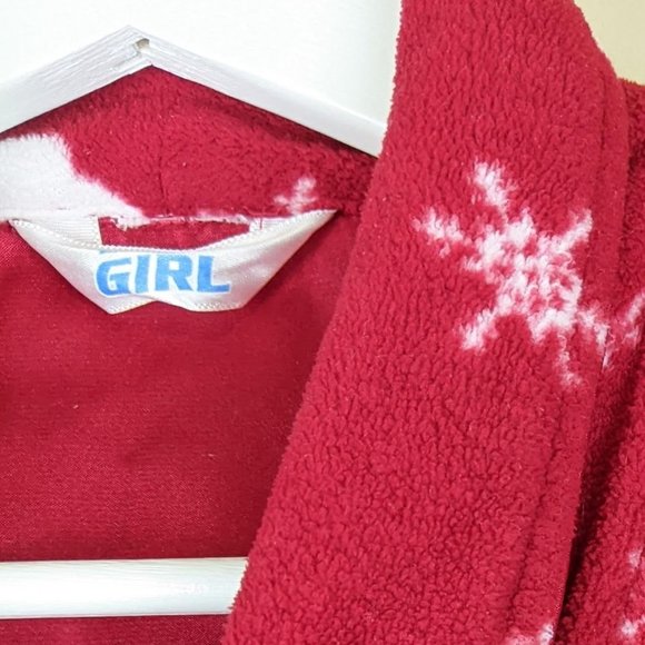 LaSenza Girl Red Christmas Bathrobe with Snowman and Snowflakes Medium - Picture 7 of 17